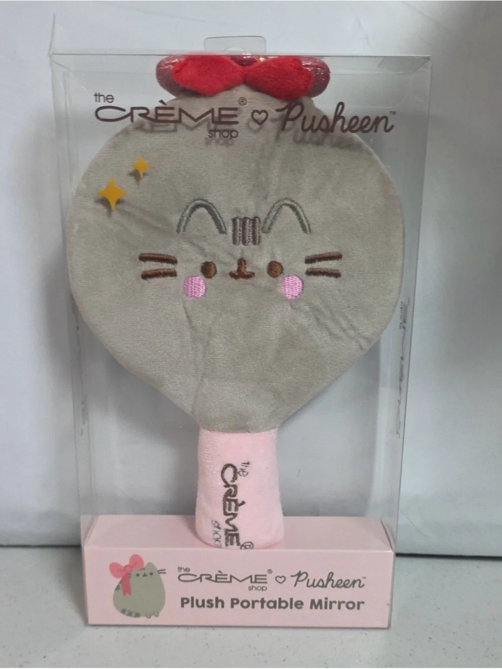 Crème Shop x Pusheen Plush Portable Mirror - Gray & Pink